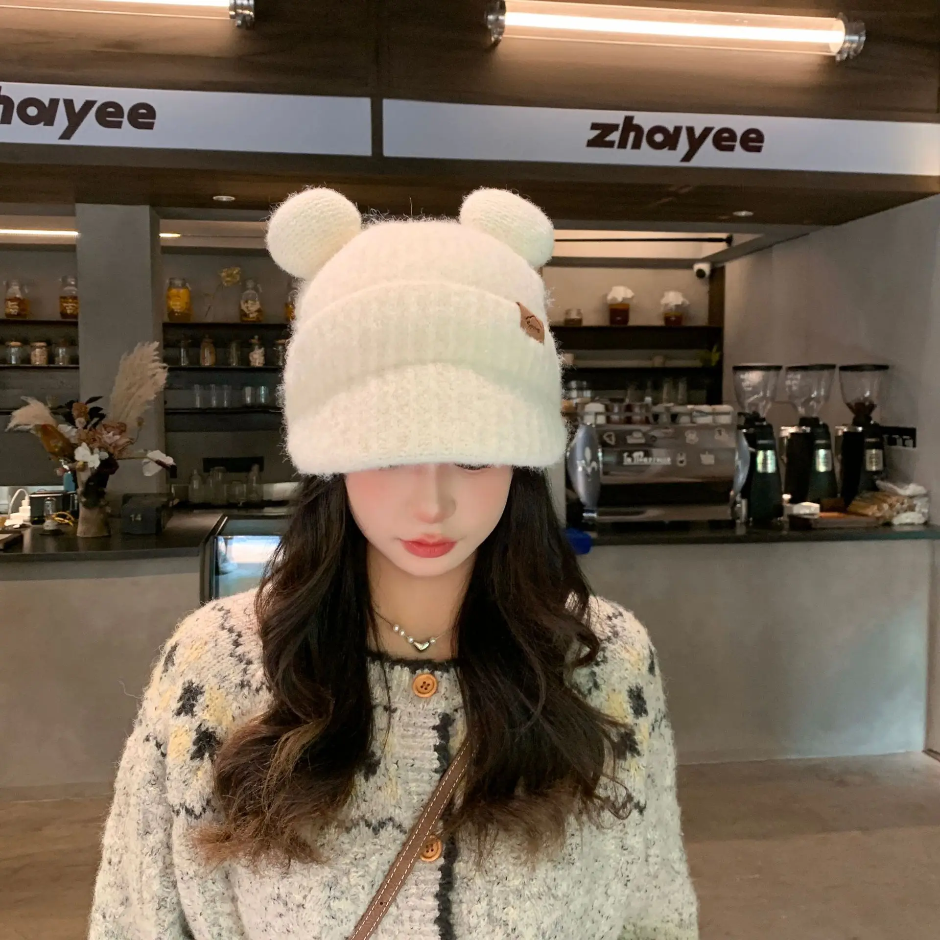 Women Bear Ears Knitted Wool Hat Winter Windproof - Image 8