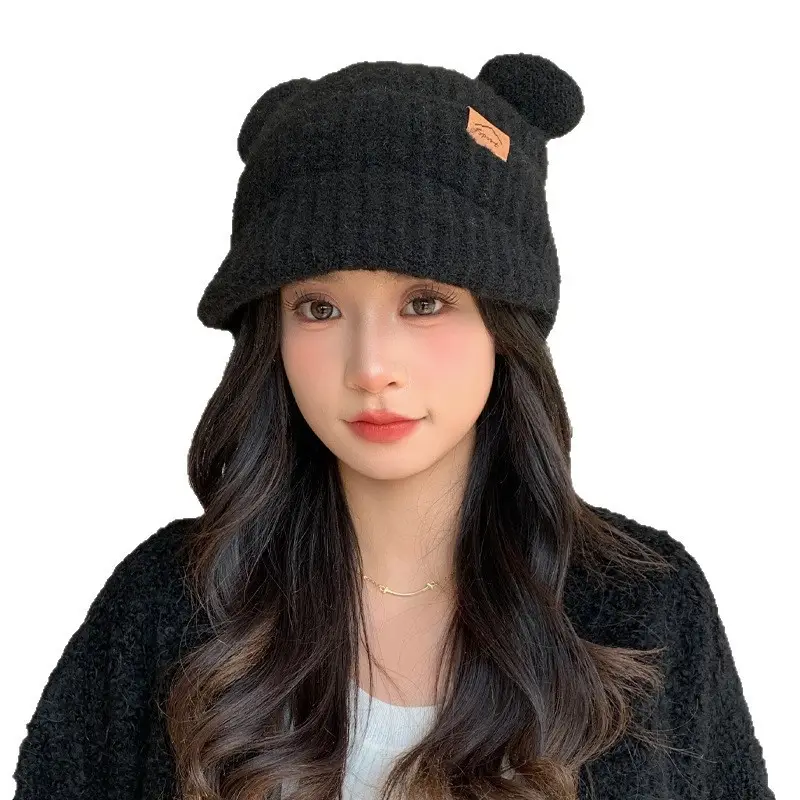 Women Bear Ears Knitted Wool Hat Winter Windproof - Image 12