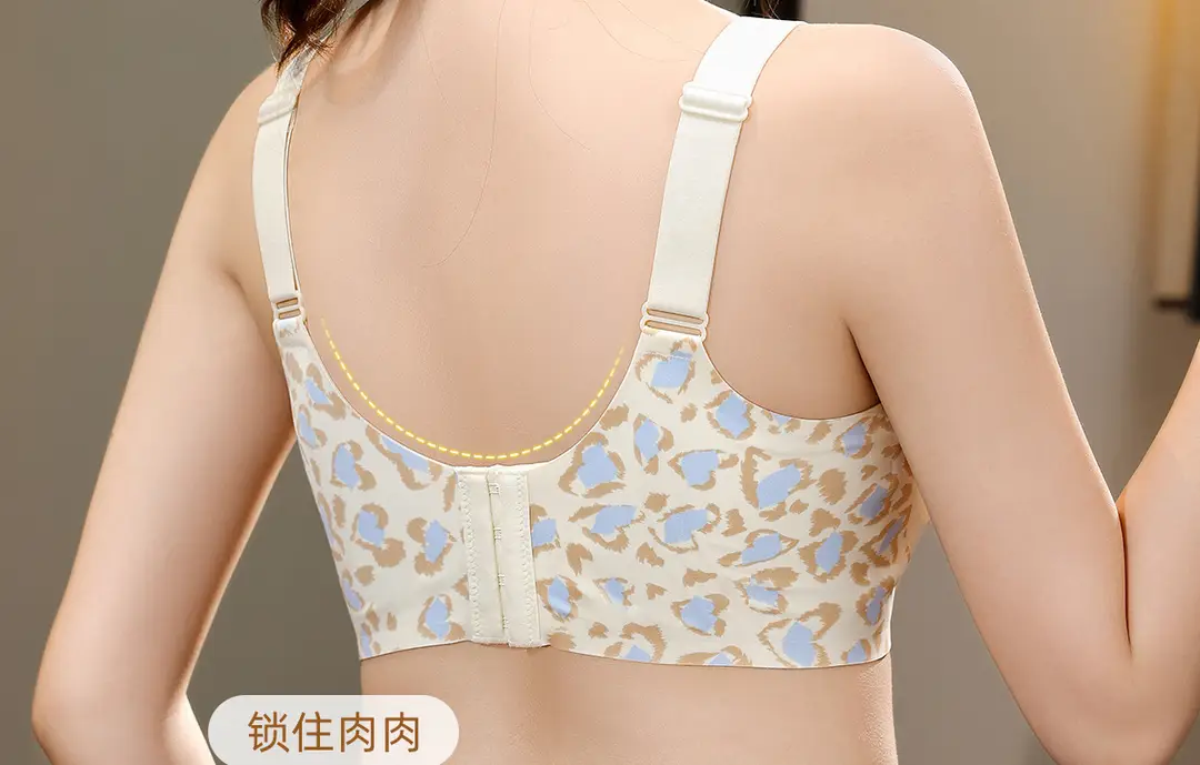 Authentic Large Size Fixed Cup Intimates for Women with Big Breasts Showing Fat mm Push-Up Breast-Retracting Anti-Sagging Leopard Print Sexy Bra — feature 30