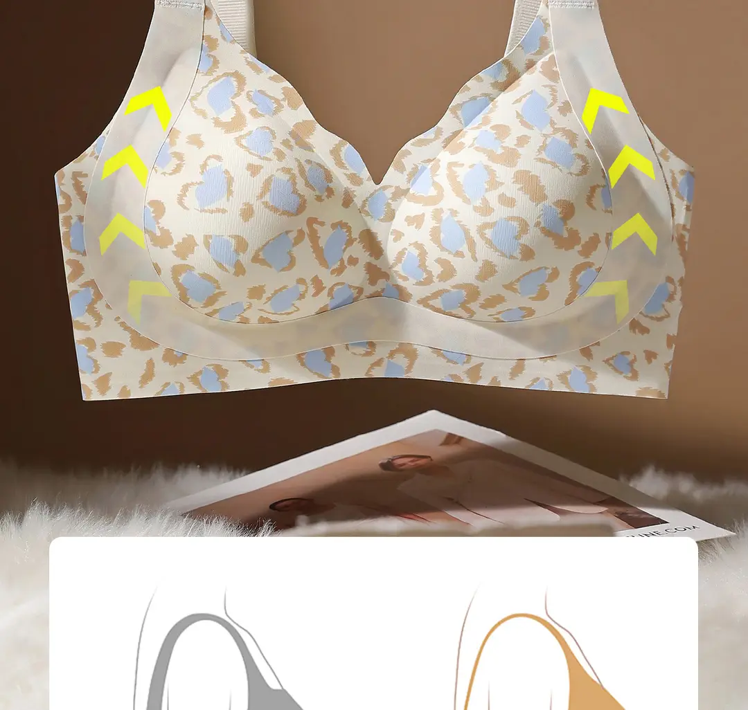 Authentic Large Size Fixed Cup Intimates for Women with Big Breasts Showing Fat mm Push-Up Breast-Retracting Anti-Sagging Leopard Print Sexy Bra — feature 7