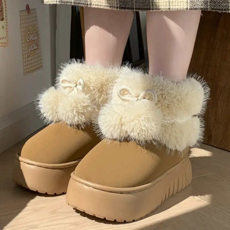 Mingsheng Cotton Slippers for Women Winter 2025 New Indoor Home Warm Cotton Shoes Plush High-Top Outer Snow Boots - Image 5