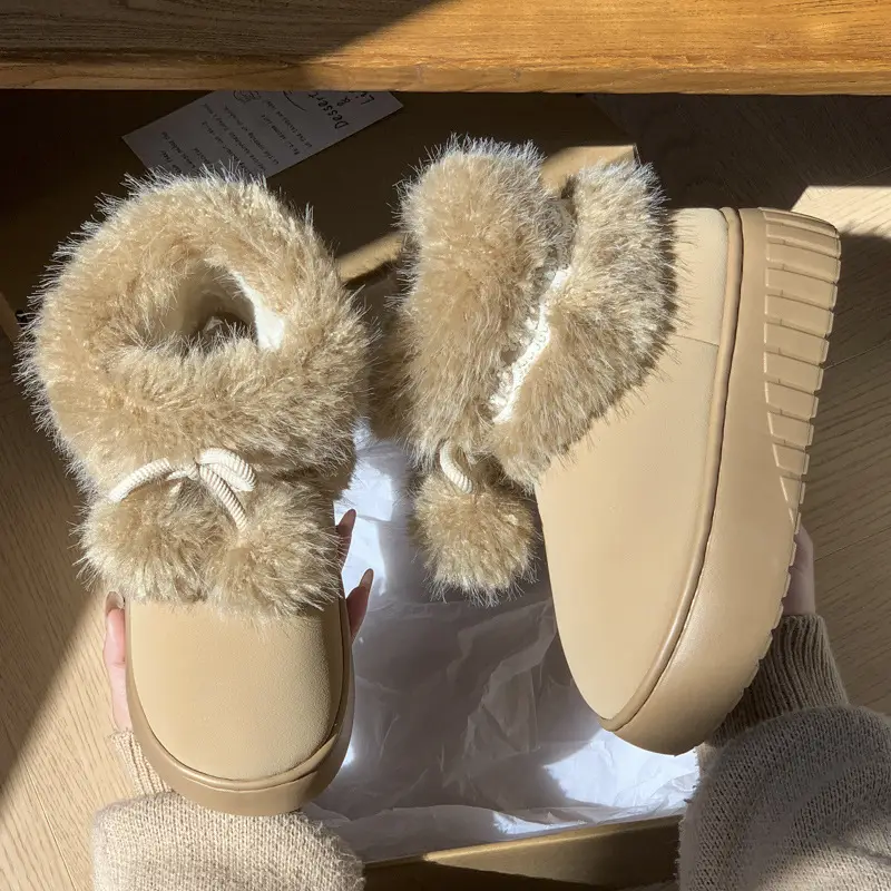 Mingsheng Cotton Slippers for Women Winter 2025 New Indoor Home Warm Cotton Shoes Plush High-Top Outer Snow Boots - Image 6