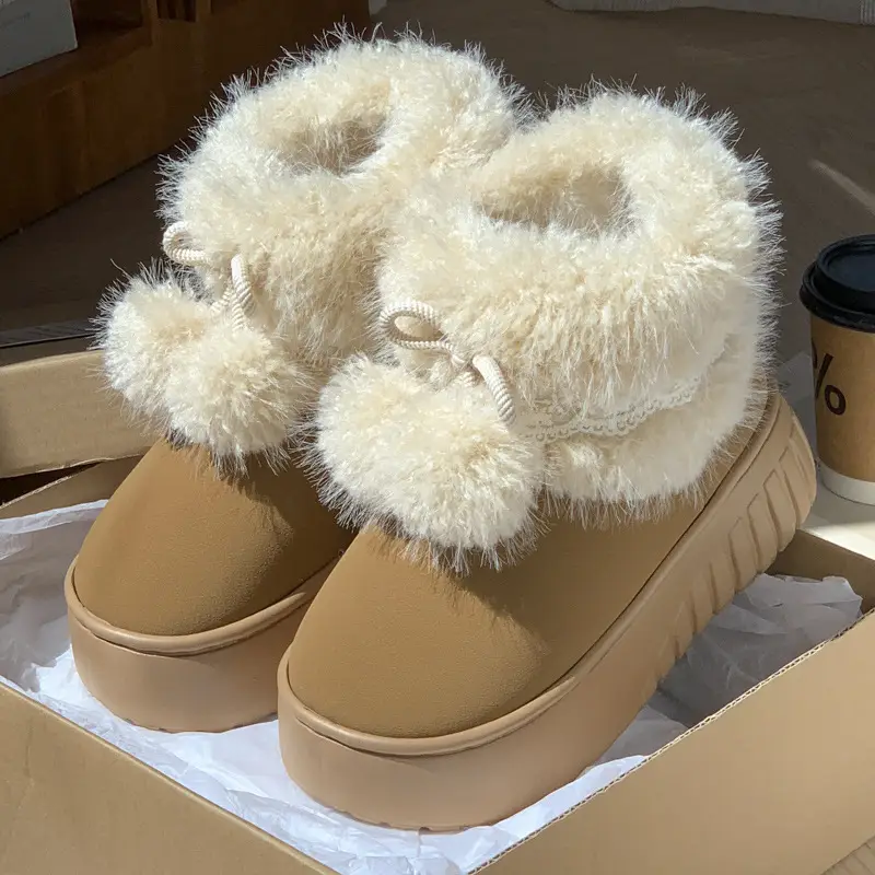 Mingsheng Cotton Slippers for Women Winter 2025 New Indoor Home Warm Cotton Shoes Plush High-Top Outer Snow Boots - Image 7