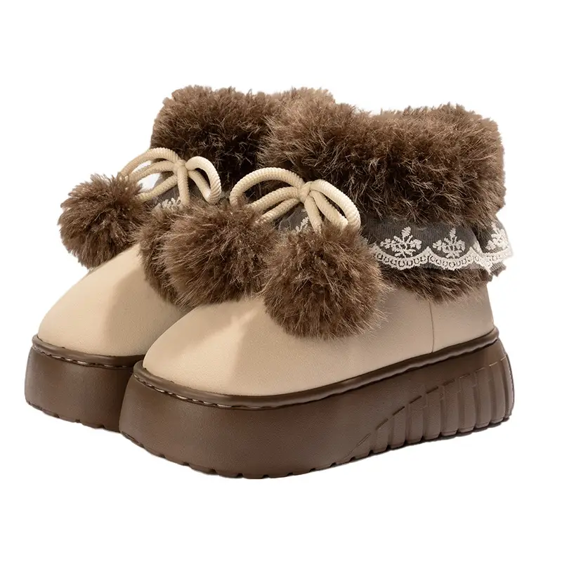 Mingsheng Cotton Slippers for Women Winter 2025 New Indoor Home Warm Cotton Shoes Plush High-Top Outer Snow Boots - Image 2