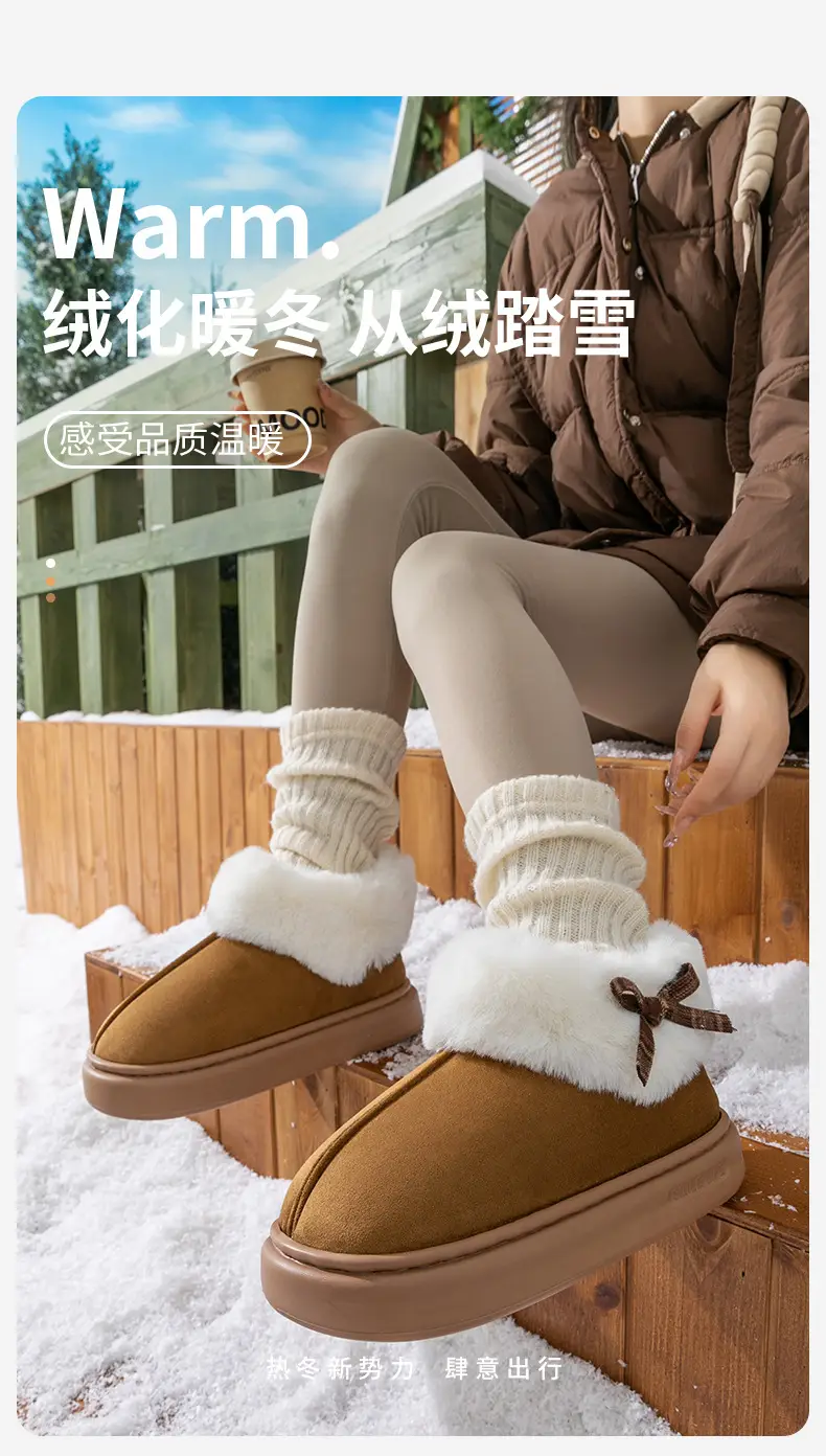 2025 New Winter Large Fur Indoor and Outdoor All-Inclusive Women's Indoor and Outdoor Warm Cotton Shoes Wholesale — feature 1