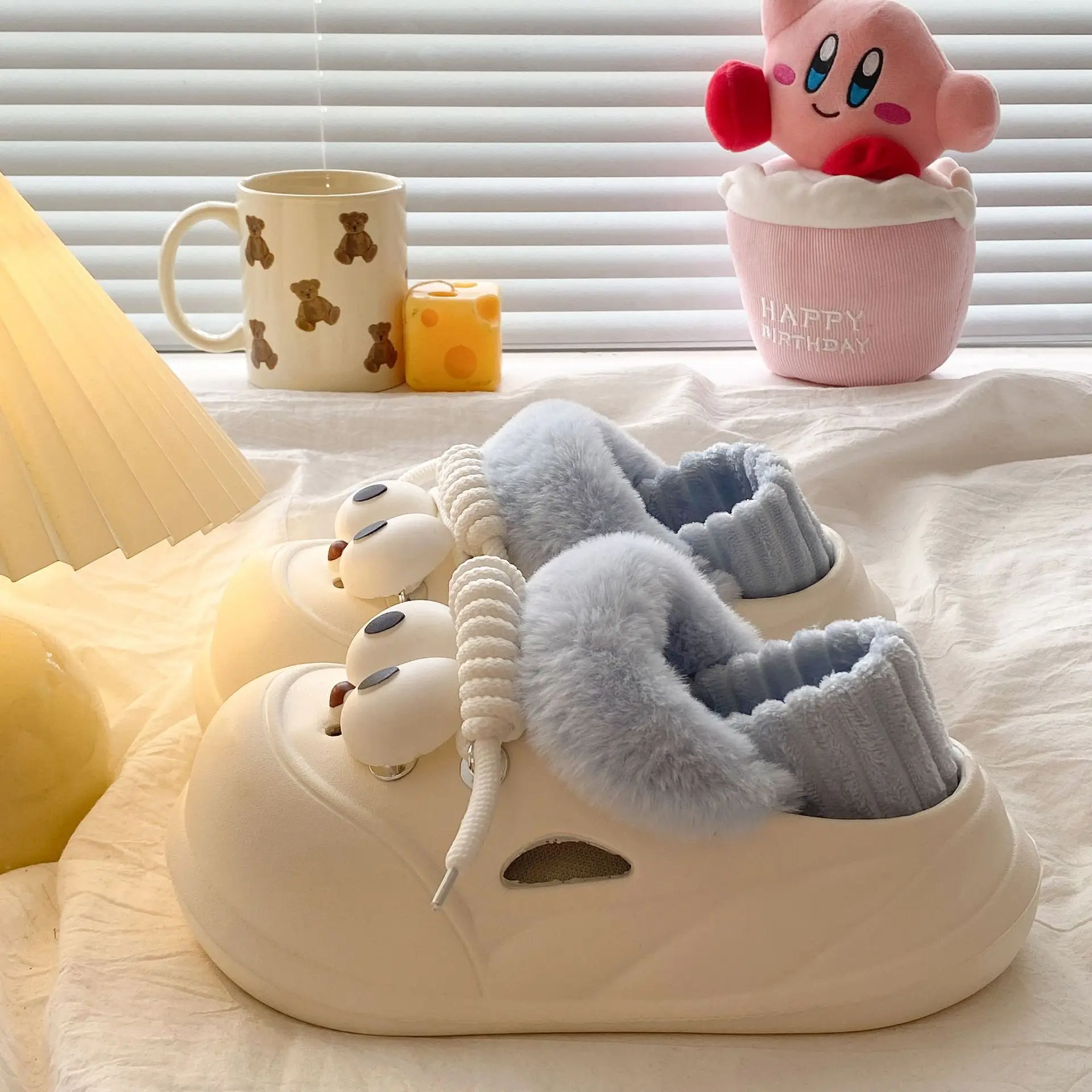 Pink Faux Fur Slippers for Women Warm Home Wear - Image 7