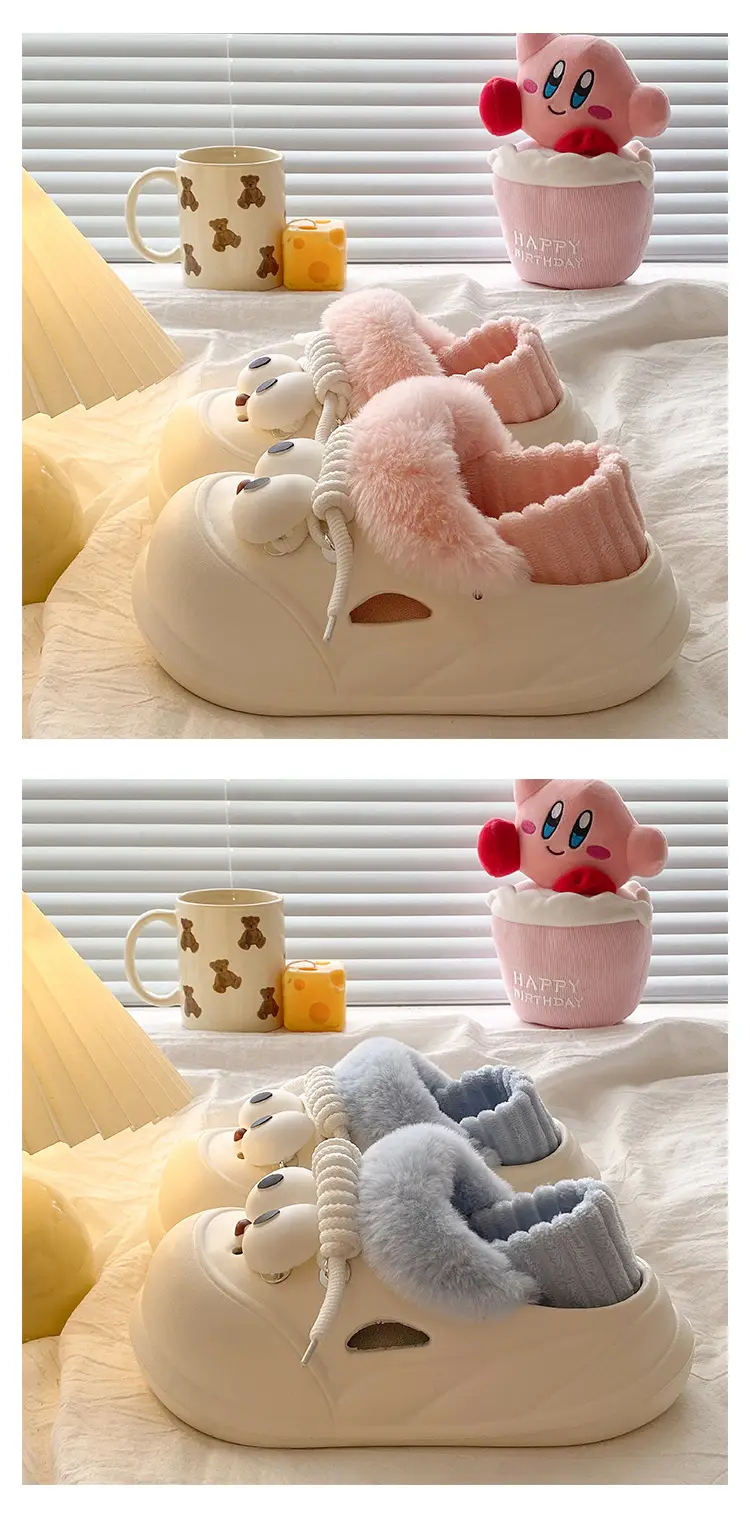 Pink Faux Fur Slippers for Women Warm Home Wear — feature 15