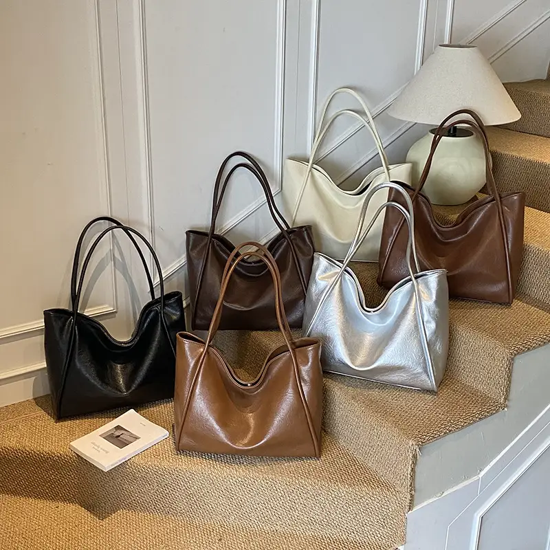 Women Large Capacity Leather Tote Bag Brown 2025 - Image 10