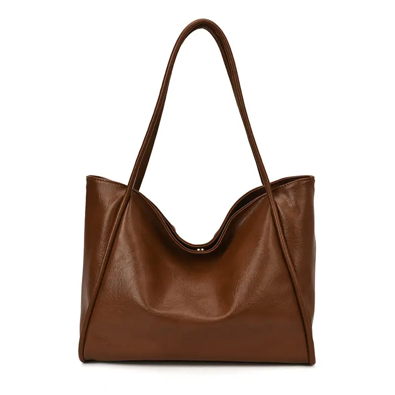 Women Large Capacity Leather Tote Bag Brown 2025 - Image 11