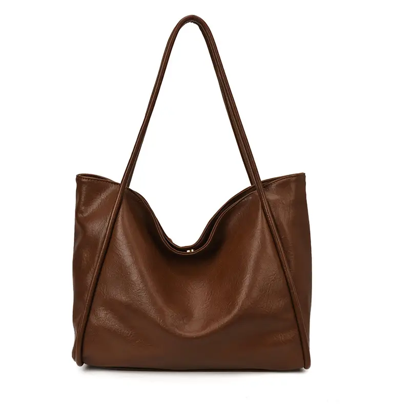 Women Large Capacity Leather Tote Bag Brown 2025 — feature 14
