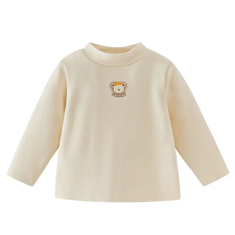 Girls Half Turtleneck Antibacterial Baby T-Shirt 8"