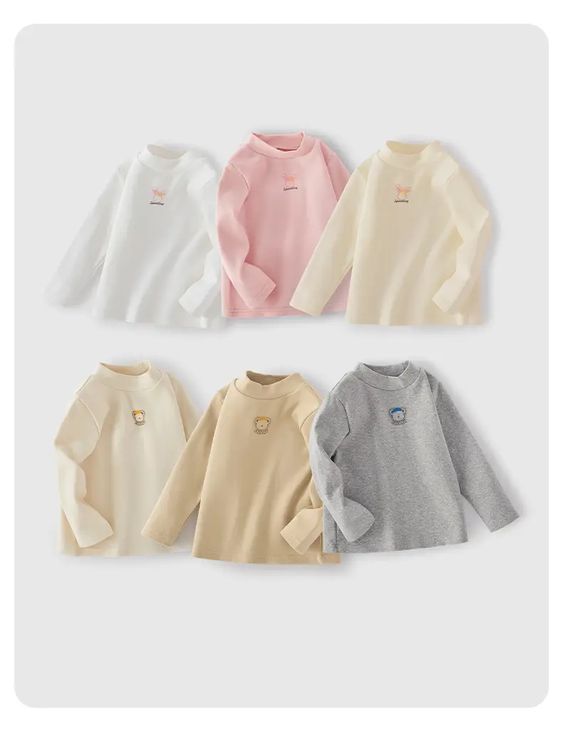 Girls Half Turtleneck Antibacterial Baby T-Shirt 8" — feature 4