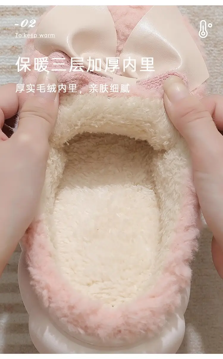 Fashion Butterfly Flower Cotton Slippers for Women Autumn and Winter 2025 New Indoor Home Thick-Soled Plush Maternity Slippers for Women — feature 3