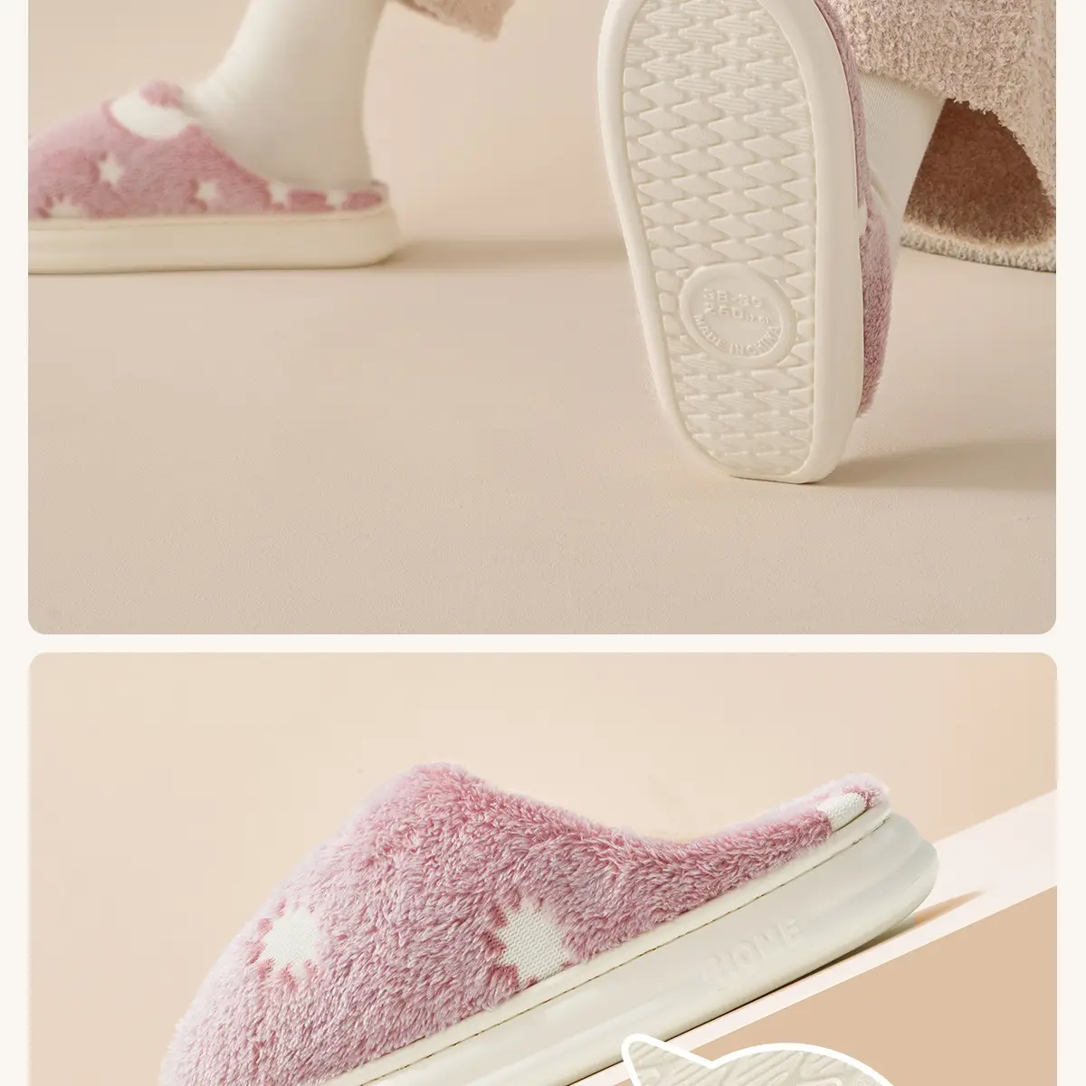 Jialiya Cotton Star Slippers for Men Women Warm Indoor — feature 16