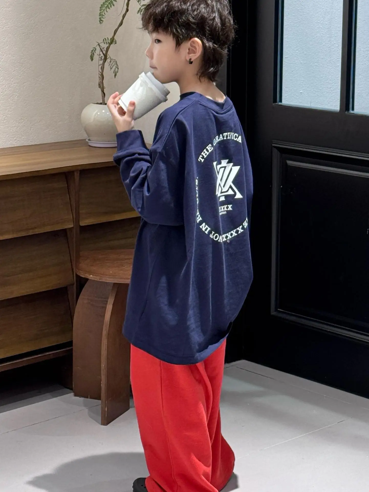 White Red Cotton Long Sleeve T-Shirt for Boys - Image 5