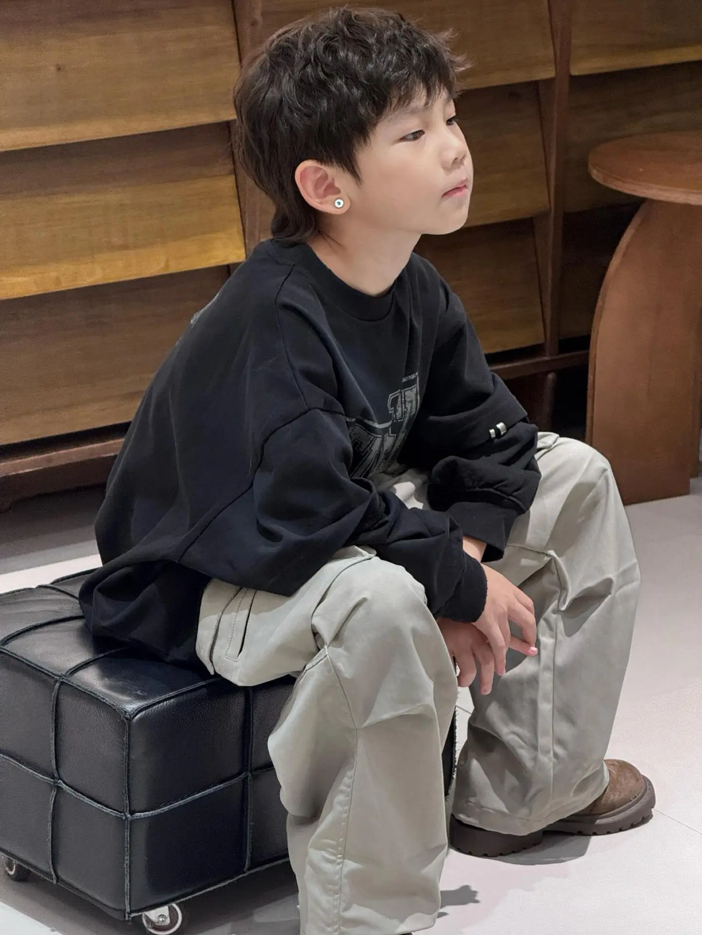 Boys Long Sleeve T-Shirt Black Gray Spring Autumn 2026 - Image 4