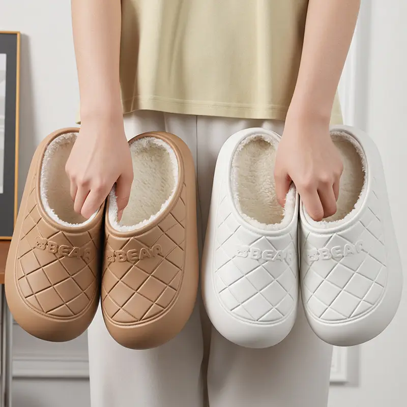Waterproof Cotton Slippers for Home Indoor Warmth, Postpartum Shoes for Women, Autumn and Winter Closed-Back Couple's Outdoor Slippers with a Soft Cushion Feel, Cotton Shoes for Men - Image 8