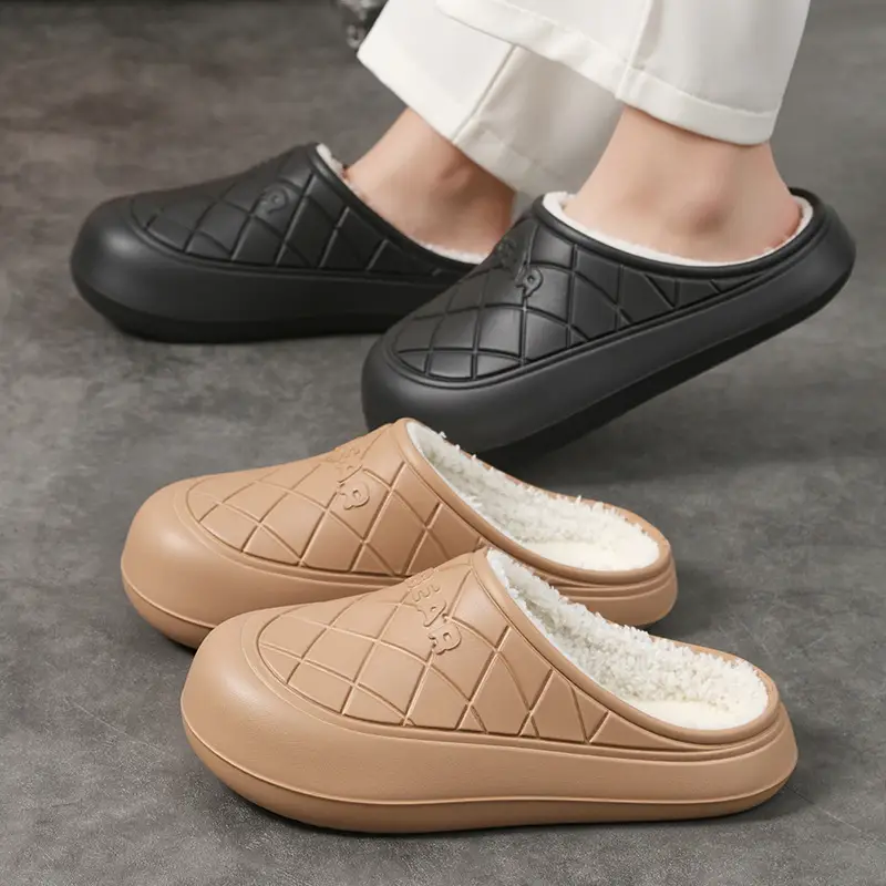 Waterproof Cotton Slippers for Home Indoor Warmth, Postpartum Shoes for Women, Autumn and Winter Closed-Back Couple's Outdoor Slippers with a Soft Cushion Feel, Cotton Shoes for Men - Image 9