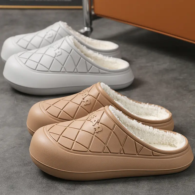 Waterproof Cotton Slippers for Home Indoor Warmth, Postpartum Shoes for Women, Autumn and Winter Closed-Back Couple's Outdoor Slippers with a Soft Cushion Feel, Cotton Shoes for Men - Image 10