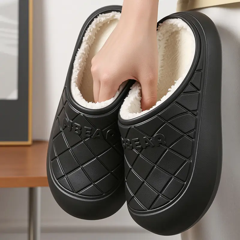 Waterproof Cotton Slippers for Home Indoor Warmth, Postpartum Shoes for Women, Autumn and Winter Closed-Back Couple's Outdoor Slippers with a Soft Cushion Feel, Cotton Shoes for Men - Image 3