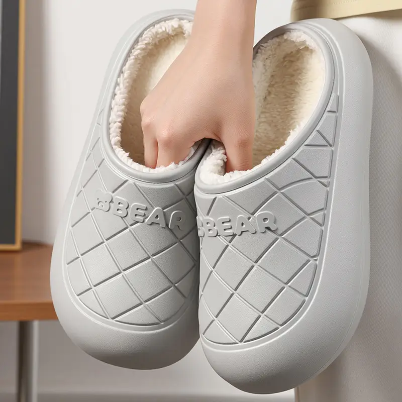 Waterproof Cotton Slippers for Home Indoor Warmth, Postpartum Shoes for Women, Autumn and Winter Closed-Back Couple's Outdoor Slippers with a Soft Cushion Feel, Cotton Shoes for Men - Image 4