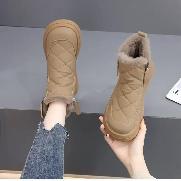 Winter Hot-Selling Cotton Shoes for Women 2025 New French Style Fleece-Lined Thickened Snow Boots Non-Slip Outdoor Warm Short Boots - Image 6