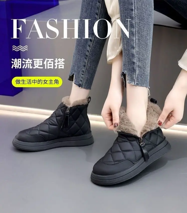Winter Hot-Selling Cotton Shoes for Women 2025 New French Style Fleece-Lined Thickened Snow Boots Non-Slip Outdoor Warm Short Boots — feature 1