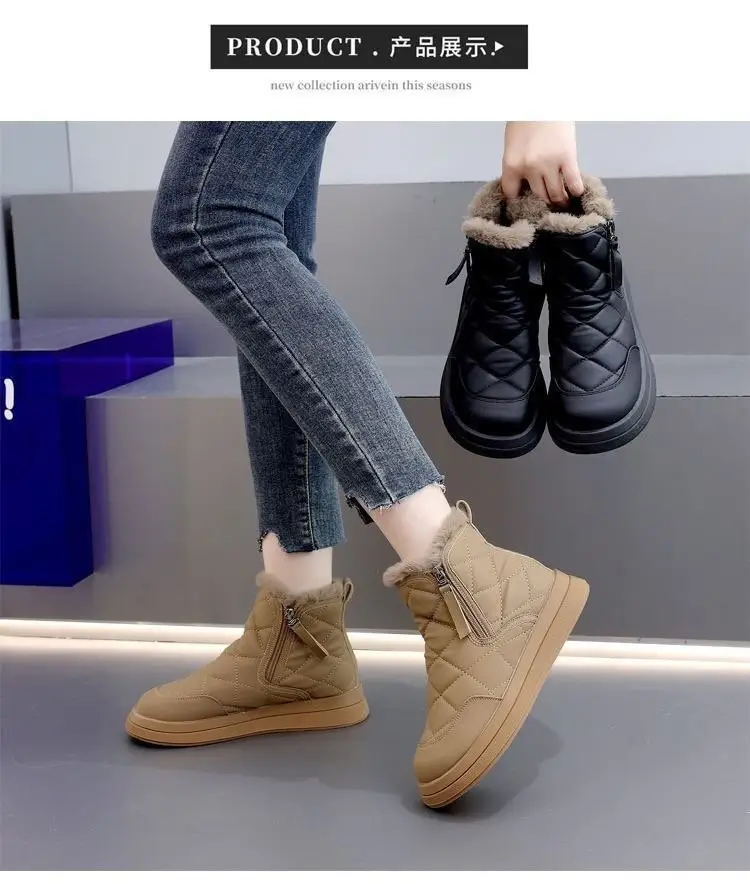 Winter Hot-Selling Cotton Shoes for Women 2025 New French Style Fleece-Lined Thickened Snow Boots Non-Slip Outdoor Warm Short Boots — feature 10