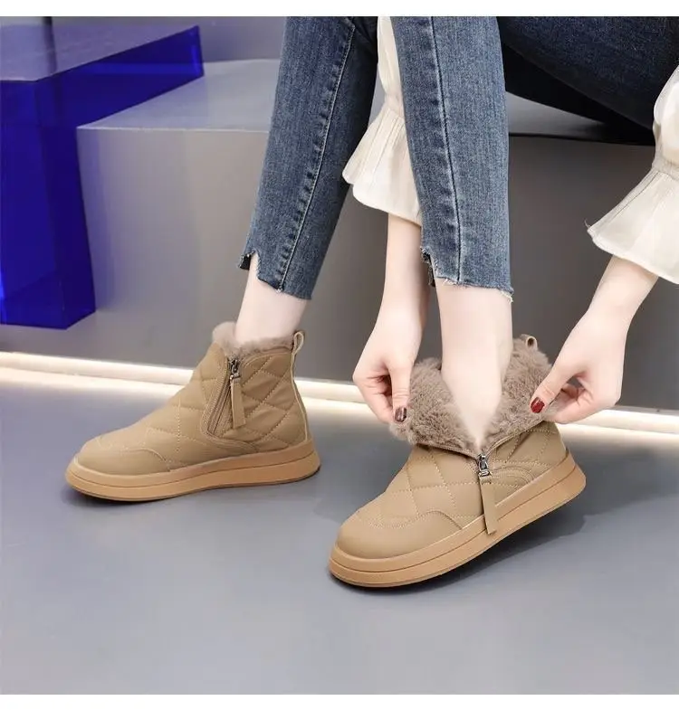 Winter Hot-Selling Cotton Shoes for Women 2025 New French Style Fleece-Lined Thickened Snow Boots Non-Slip Outdoor Warm Short Boots — feature 12