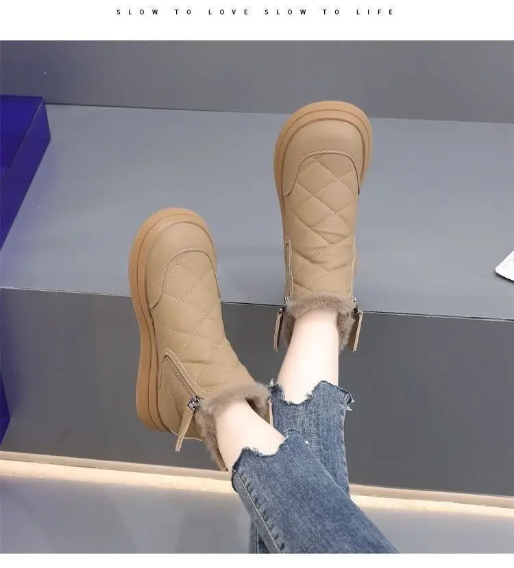 Winter Hot-Selling Cotton Shoes for Women 2025 New French Style Fleece-Lined Thickened Snow Boots Non-Slip Outdoor Warm Short Boots — feature 14