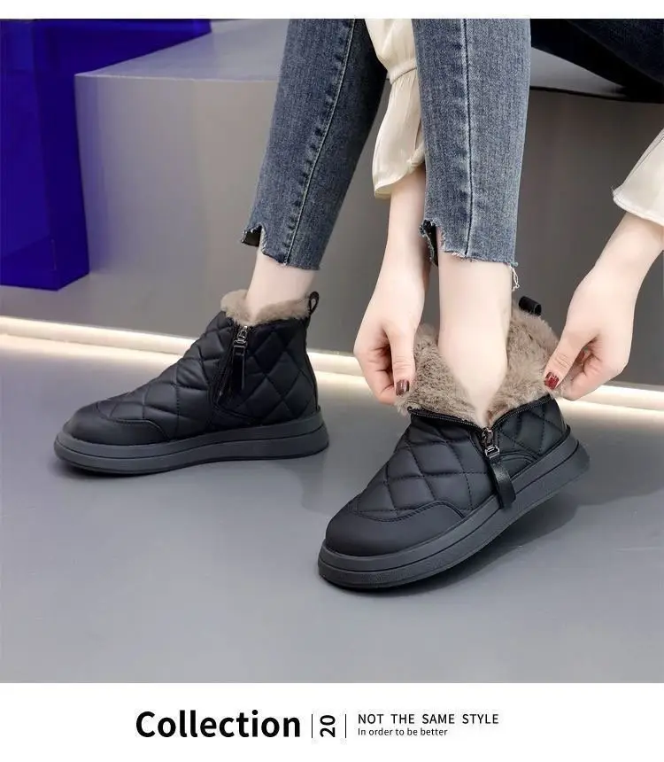 Winter Hot-Selling Cotton Shoes for Women 2025 New French Style Fleece-Lined Thickened Snow Boots Non-Slip Outdoor Warm Short Boots — feature 15