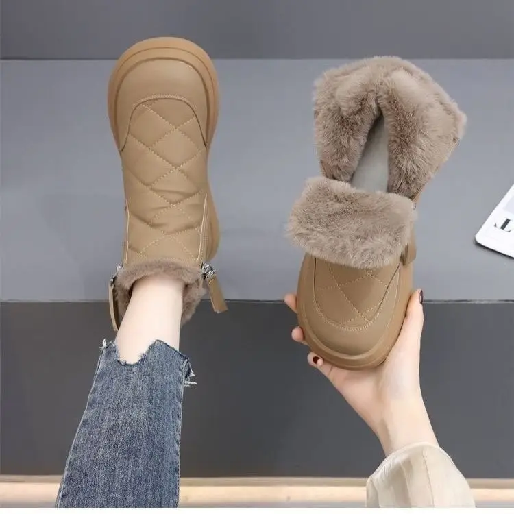 Winter Hot-Selling Cotton Shoes for Women 2025 New French Style Fleece-Lined Thickened Snow Boots Non-Slip Outdoor Warm Short Boots — feature 2