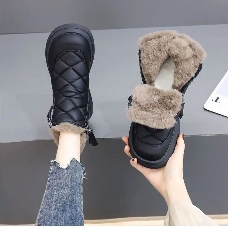 Winter Hot-Selling Cotton Shoes for Women 2025 New French Style Fleece-Lined Thickened Snow Boots Non-Slip Outdoor Warm Short Boots — feature 3