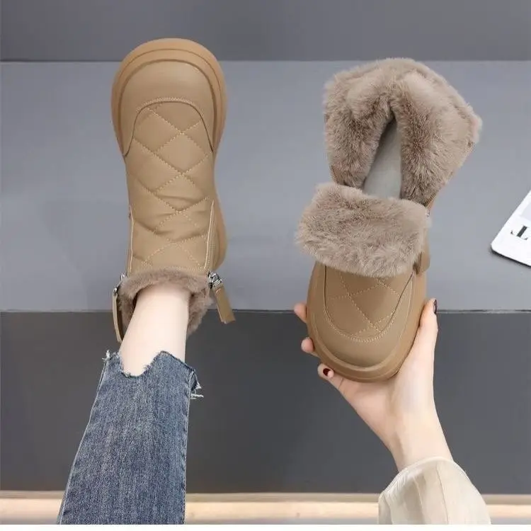Winter Hot-Selling Cotton Shoes for Women 2025 New French Style Fleece-Lined Thickened Snow Boots Non-Slip Outdoor Warm Short Boots - Image 2