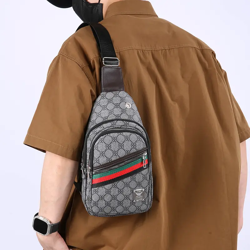 Men's Stripes Print Chest Bag Lightweight Business Travel - Image 6