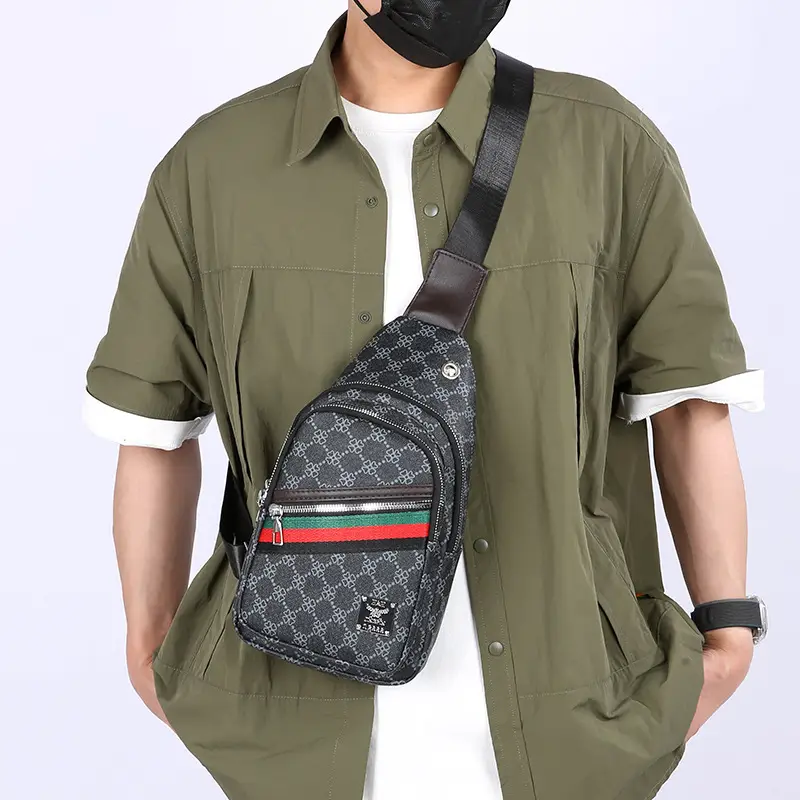 Men's Stripes Print Chest Bag Lightweight Business Travel - Image 7