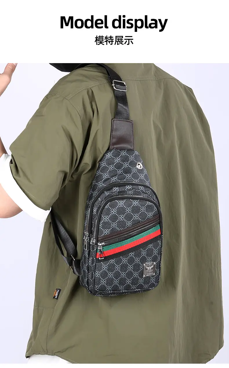 Men's Stripes Print Chest Bag Lightweight Business Travel — feature 24
