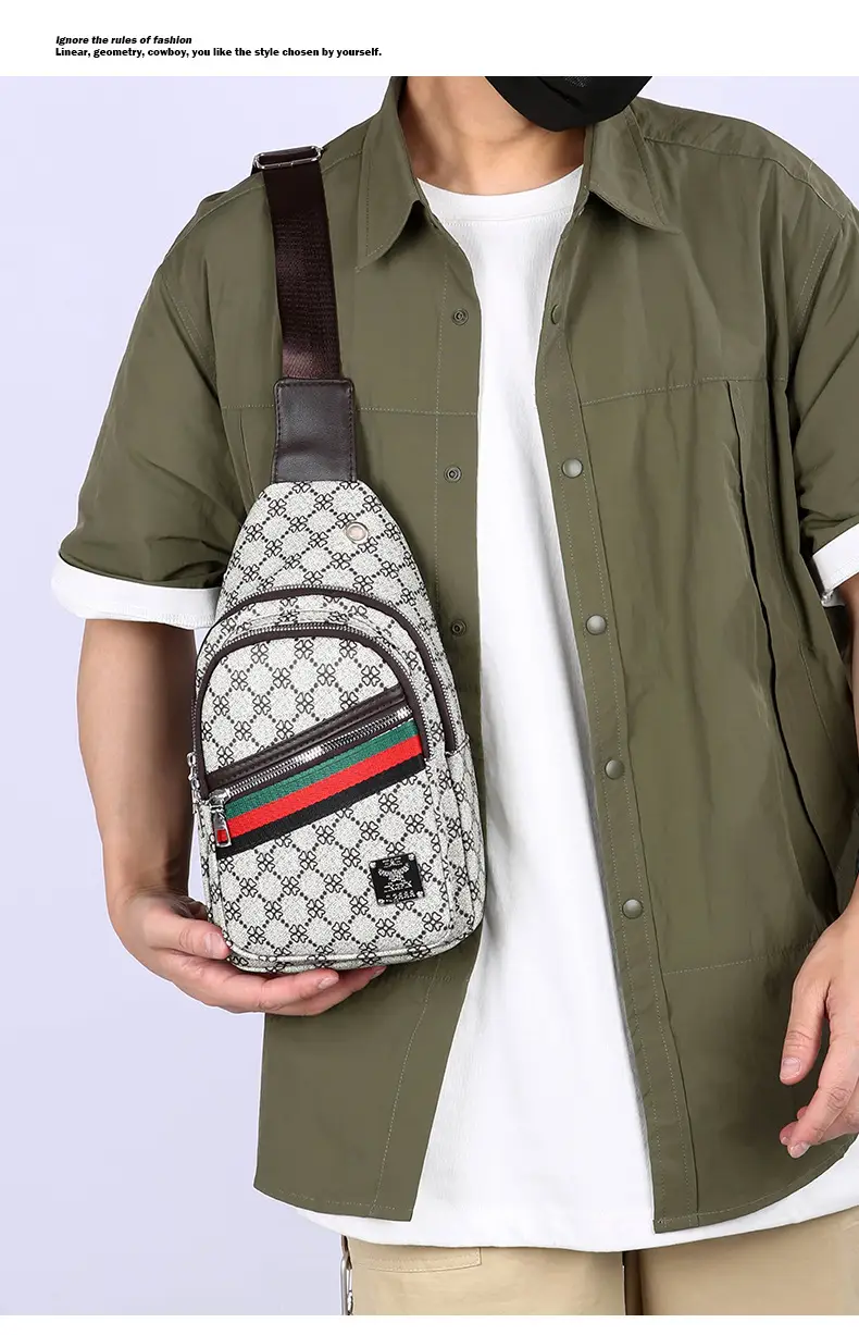 Men's Stripes Print Chest Bag Lightweight Business Travel — feature 27