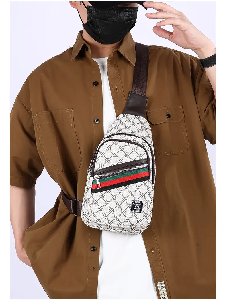 Men's Stripes Print Chest Bag Lightweight Business Travel — feature 29