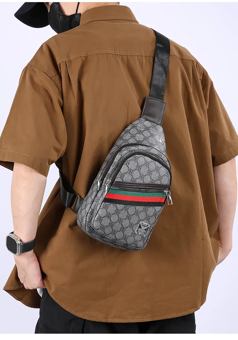Men's Stripes Print Chest Bag Lightweight Business Travel — feature 32