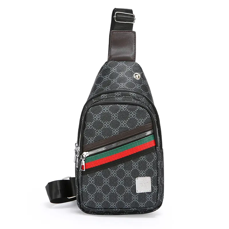 Men's Stripes Print Chest Bag Lightweight Business Travel - Image 2