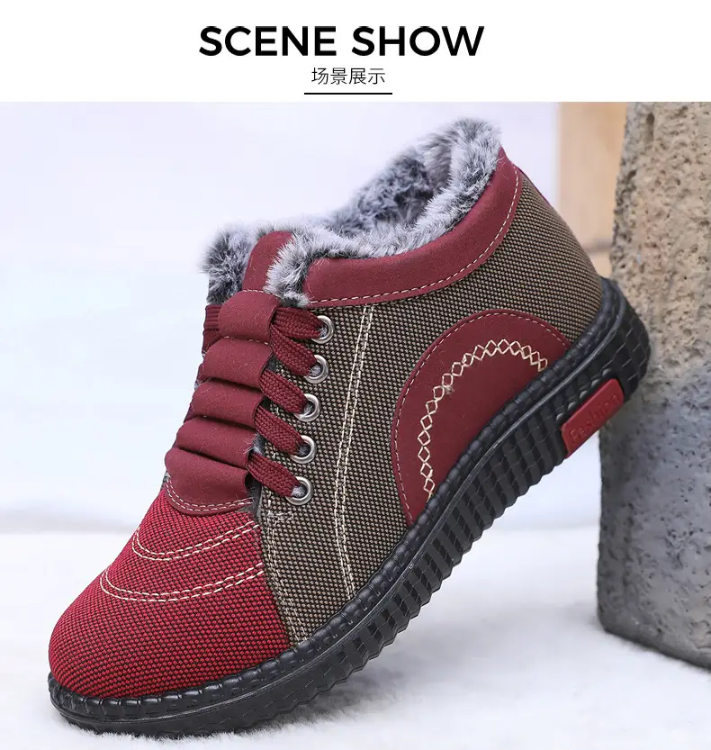 Winter Fleece-Lined Warm Cotton Shoes for Middle-Aged and Elderly Women, Casual Mom Shoes, Old Beijing Cloth Shoes, Women's Non-Slip Soft-Soled Grandma Shoes — feature 22
