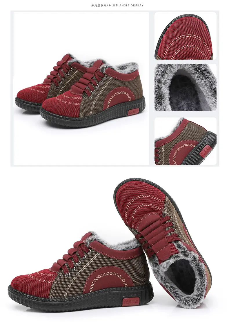 Winter Fleece-Lined Warm Cotton Shoes for Middle-Aged and Elderly Women, Casual Mom Shoes, Old Beijing Cloth Shoes, Women's Non-Slip Soft-Soled Grandma Shoes — feature 32