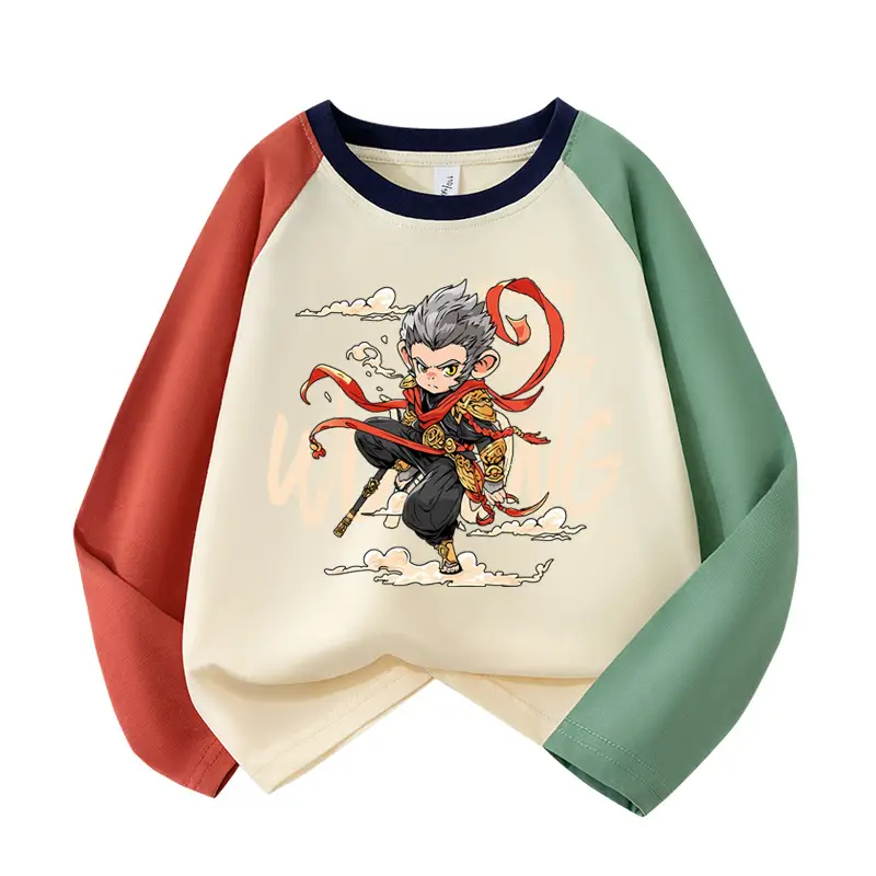 Boys Long Sleeve Pure Cotton T-Shirt Round Neck Top