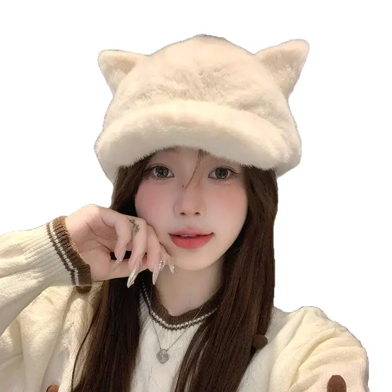 Furry Baseball Cap for Women Warm Winter Headwear - Image 6