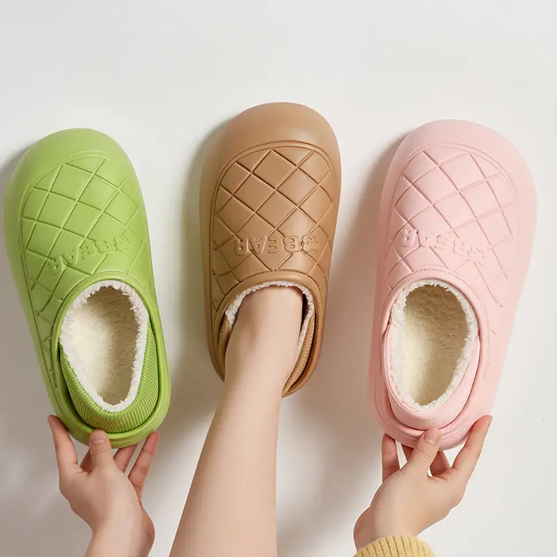 Waterproof Cotton Slippers for Women in Autumn and Winter, Indoor Home Warm Confinement Shoes for Couples, Thick Soft-Soled Shoes for Men