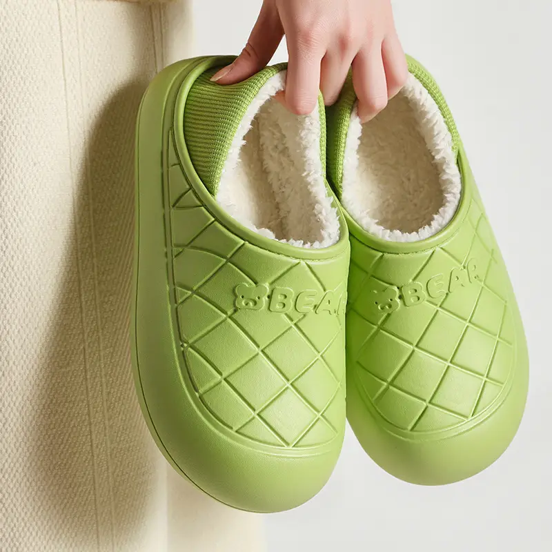 Waterproof Cotton Slippers for Women in Autumn and Winter, Indoor Home Warm Confinement Shoes for Couples, Thick Soft-Soled Shoes for Men