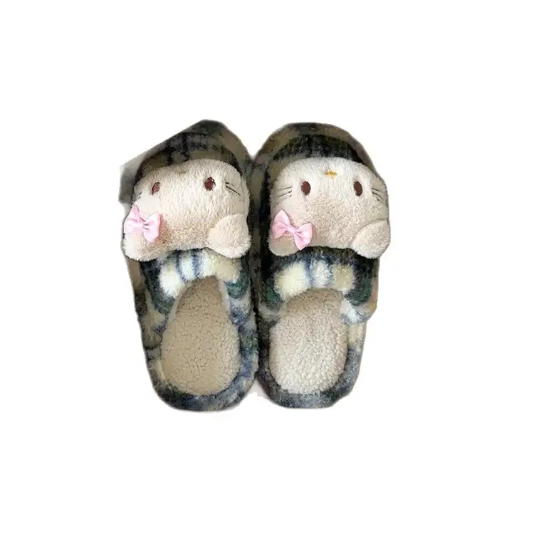 Young and Cute Cat Toe-Toe Cotton Slippers for Autumn and Winter Outer Wear, Fashionable, Warm, Comfortable and Versatile Fur Slippers - Image 5