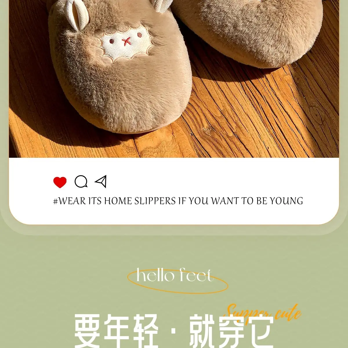 Winter Cute Lamb Plush Slippers for Women Brown — feature 15