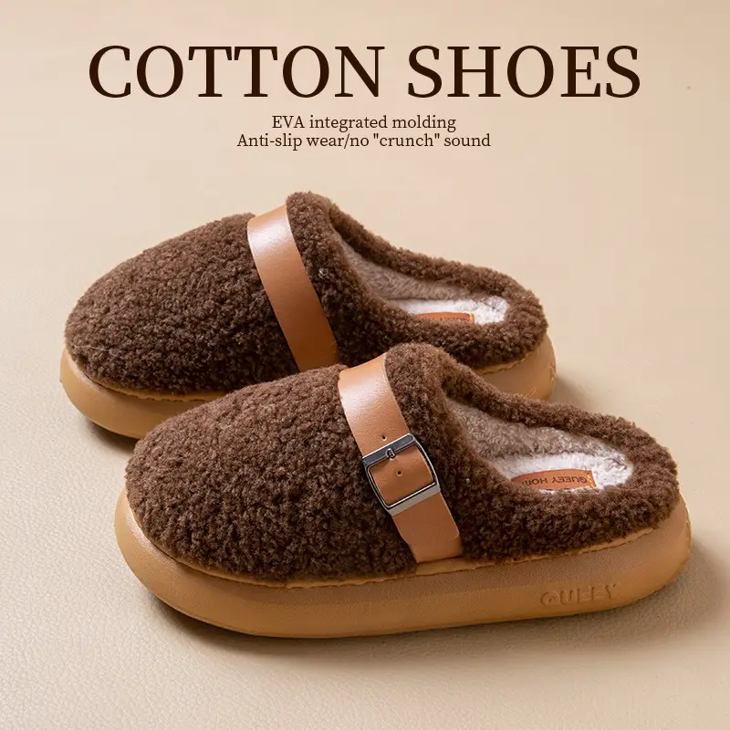 Cotton Slippers for Women in Winter, Indoor Home Use, Non-Slip, Warm, Antibacterial, Anti-Odor, Non-Stuffy, Cotton Slippers for Men in Summer, Home Use - Image 3